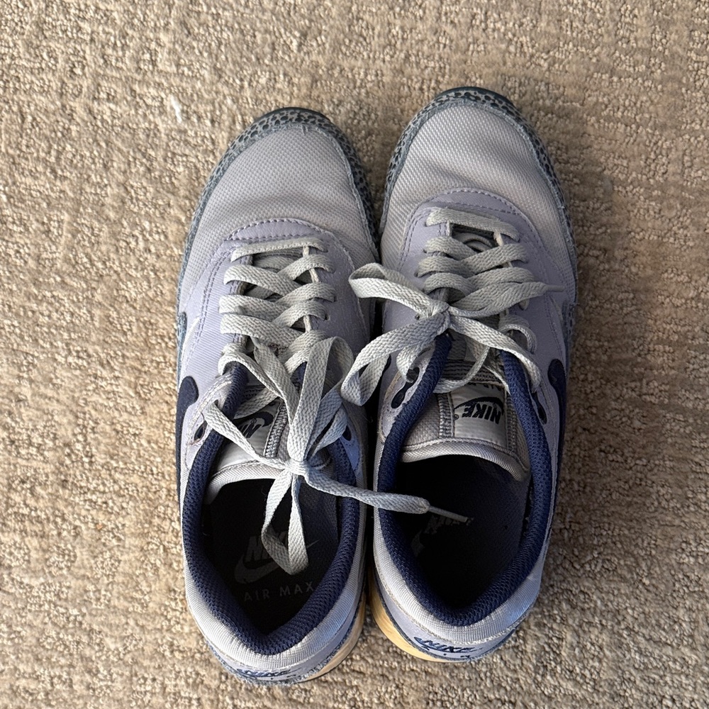 Nike Light Gray and Navy Air Max Sneakers